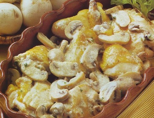 Pollo alla panna e champignon