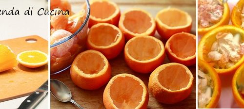 Coppette di arance farcite con insalata di mare