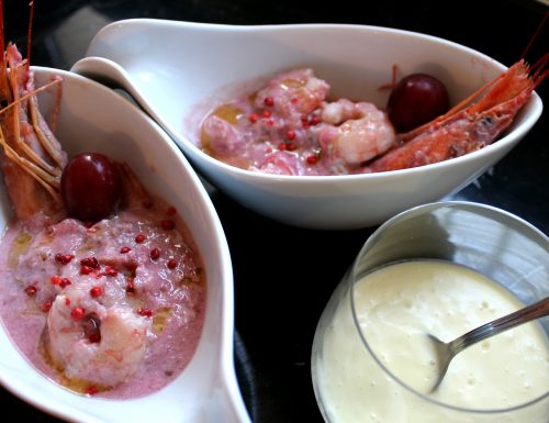 Scampi in salsa di uva red globe & Yogurt