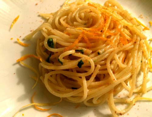 Spaghetti bottarga e agrumi