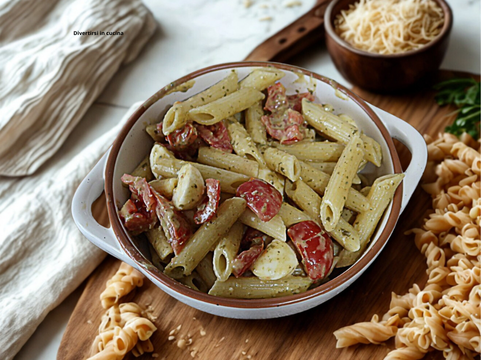 Pasta fredda pesto pomodorini e mozzarelline