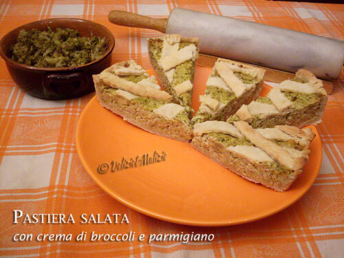 Pastiera salata rustica con crema di broccoli e parmigiano