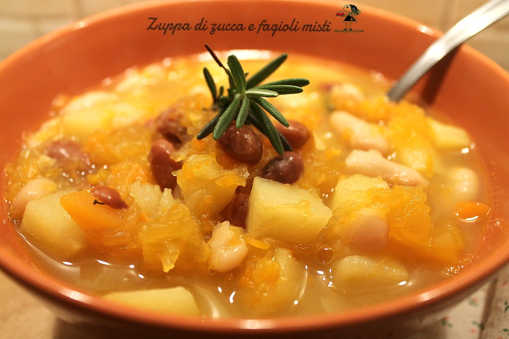 zuppa di zucca e fagioli misti