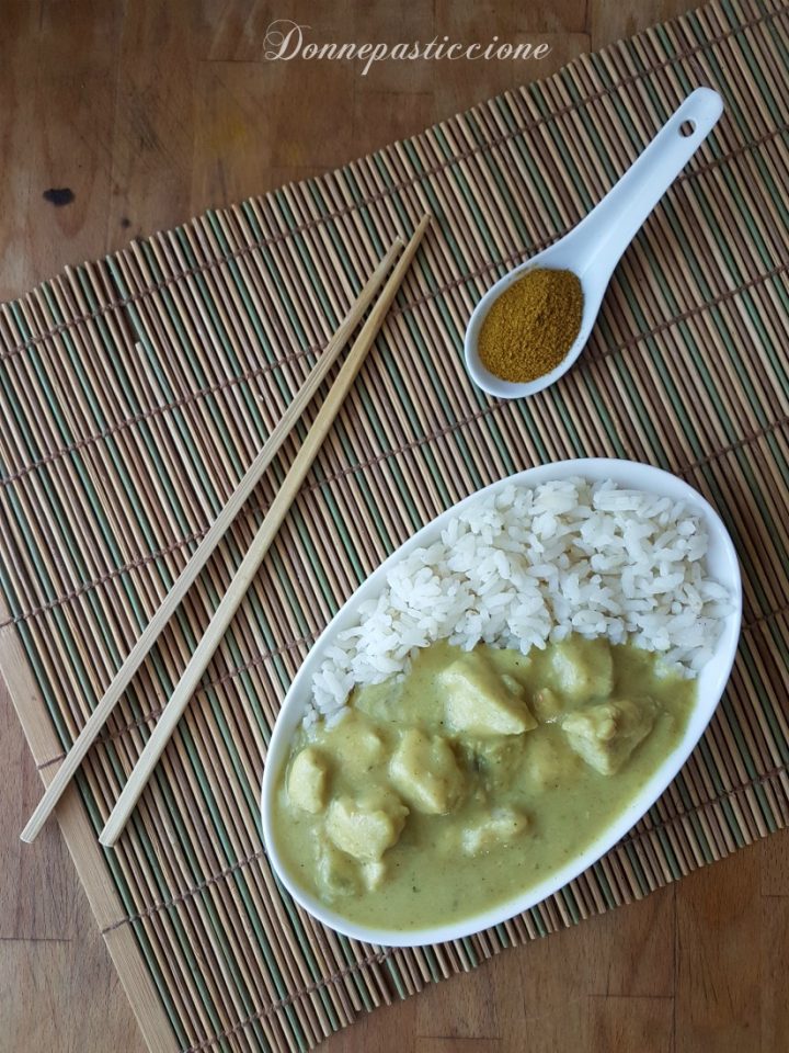 curry di pollo con riso cremoso senza latte di cocco