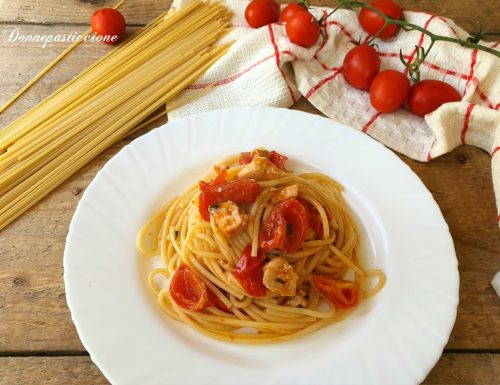 Spaghetti con pesce spada e pomodorini