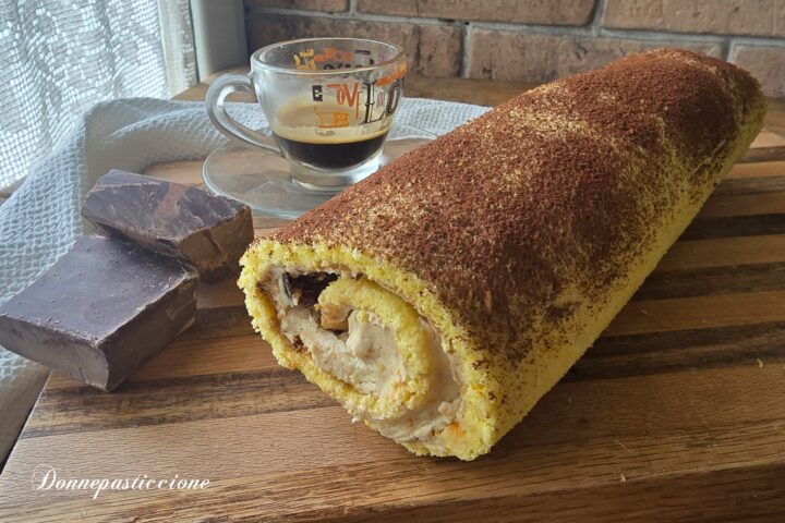 rotolo al caffè con crema al burro e cioccolato