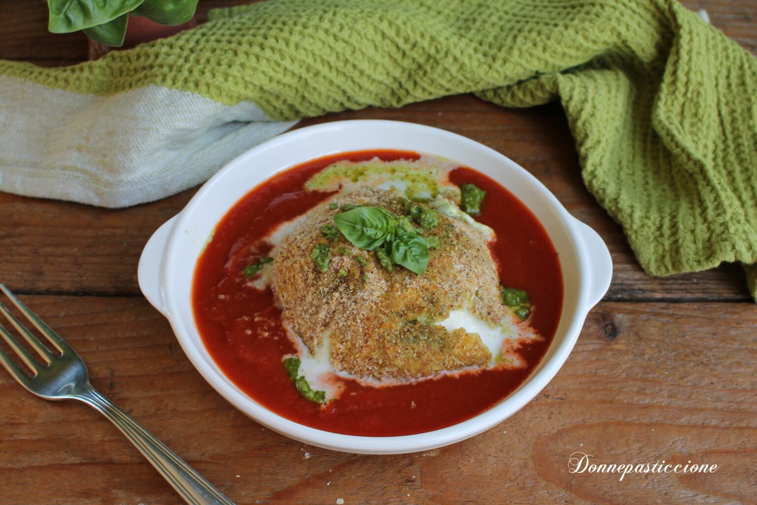 mozzarella croccante al pesto in friggitrice ad aria