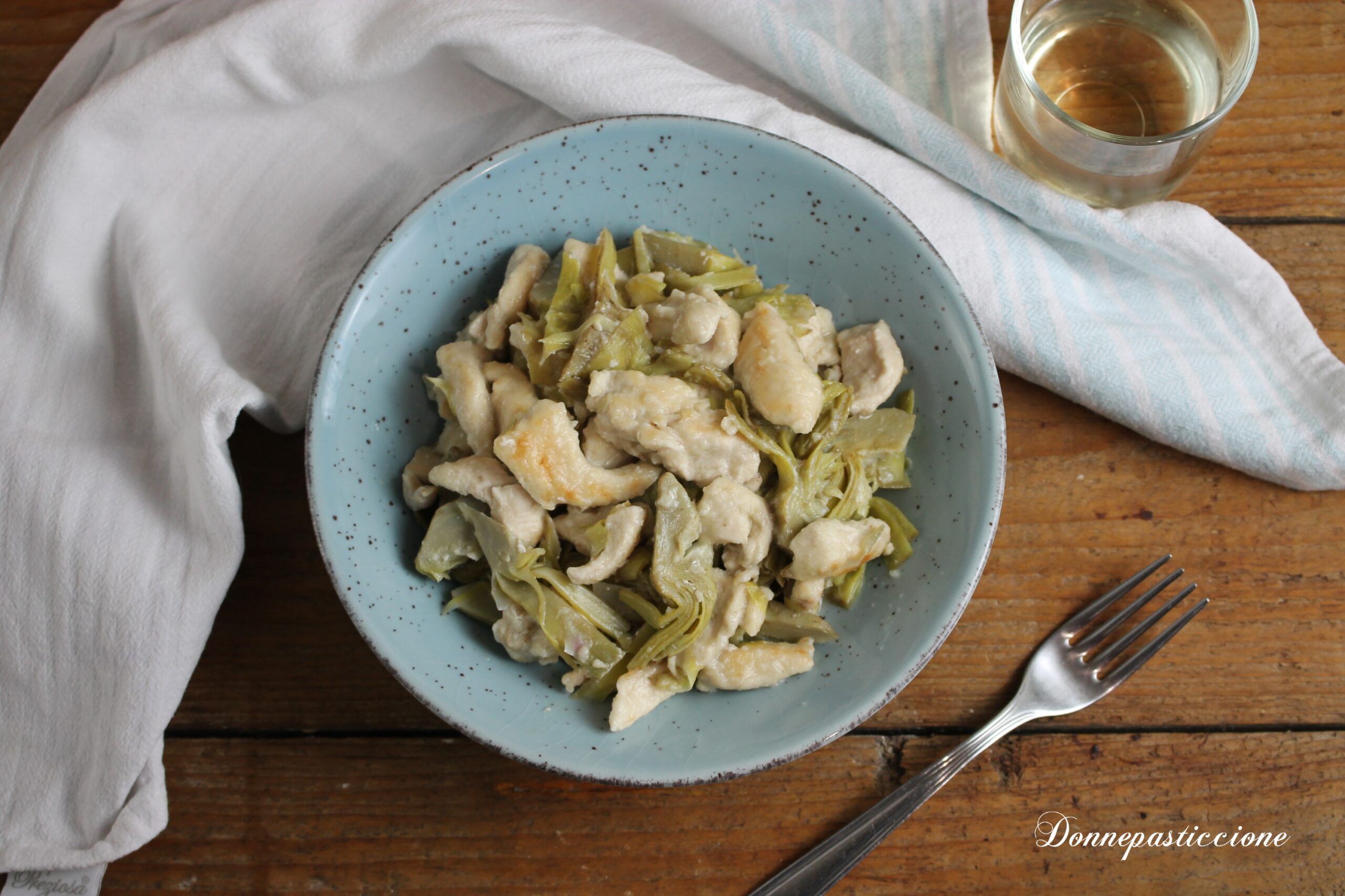 straccetti di petto di pollo con carciofi