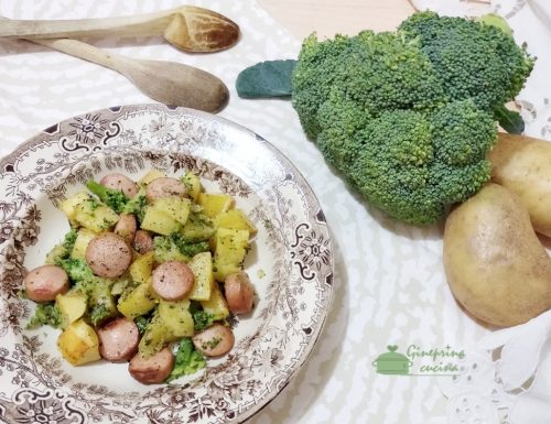 broccoli patate e wurstel al forno