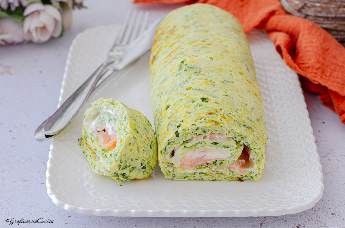 Rotolo di zucchine con robiola e salmone