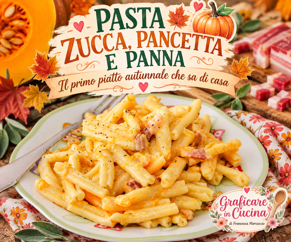 Pasta zucca pancetta e panna: il primo piatto autunnale che conquista al primo assaggio