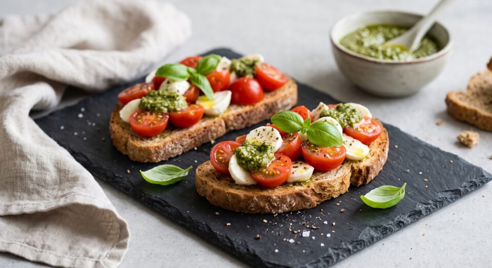 Bruschetta Caprese e Pesto: Pronta in 10 Minuti