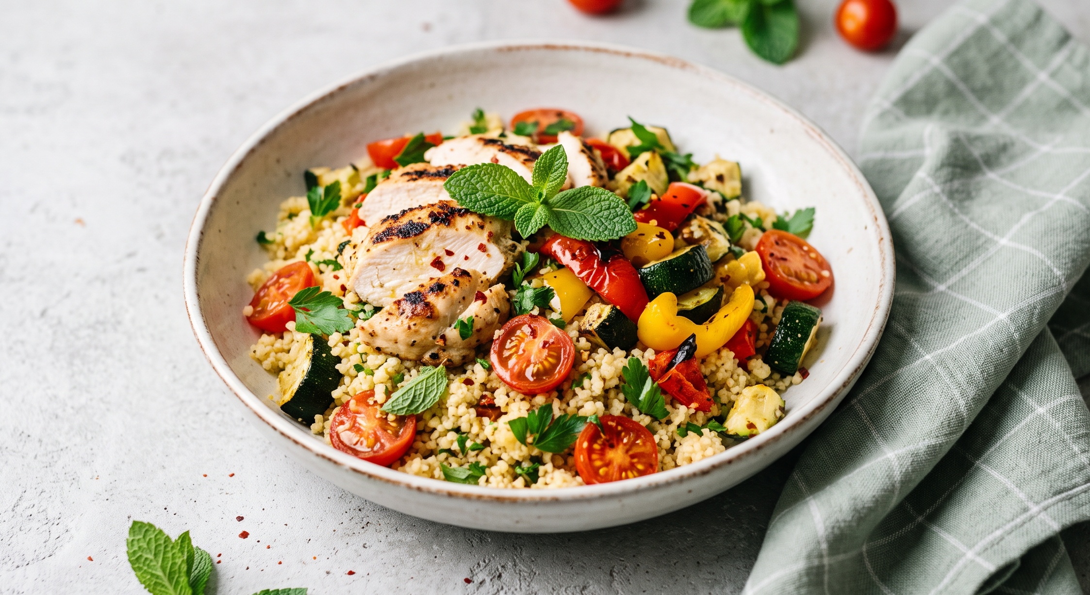 Couscous con pollo e verdure: ricetta proteica e veloce