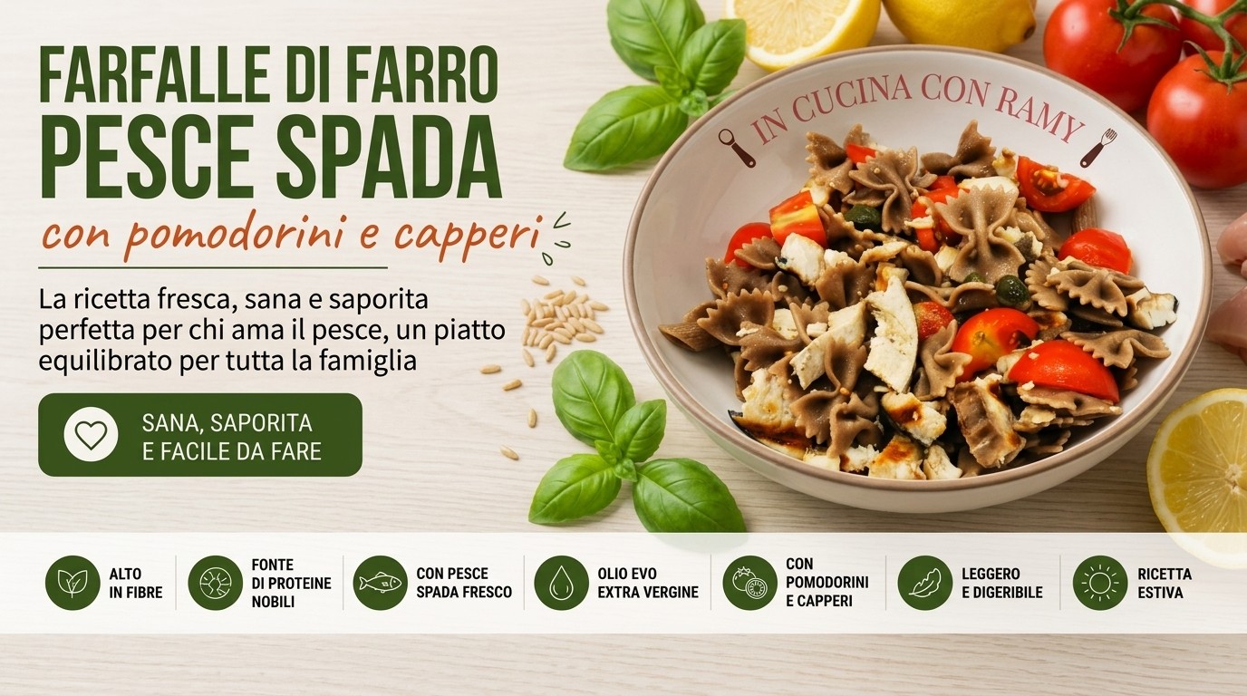 farfalle di farro con pesce spada