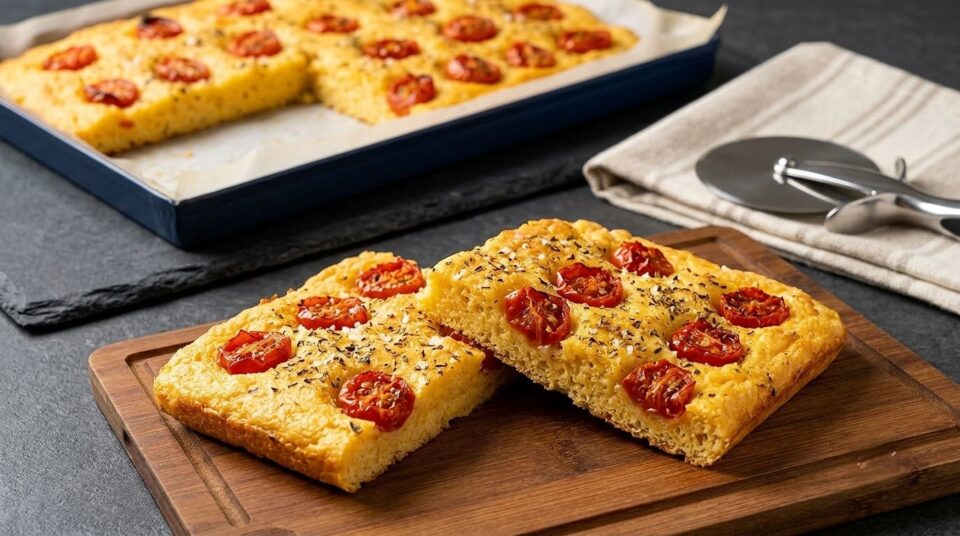 focaccia fathead con pomodorini e origano