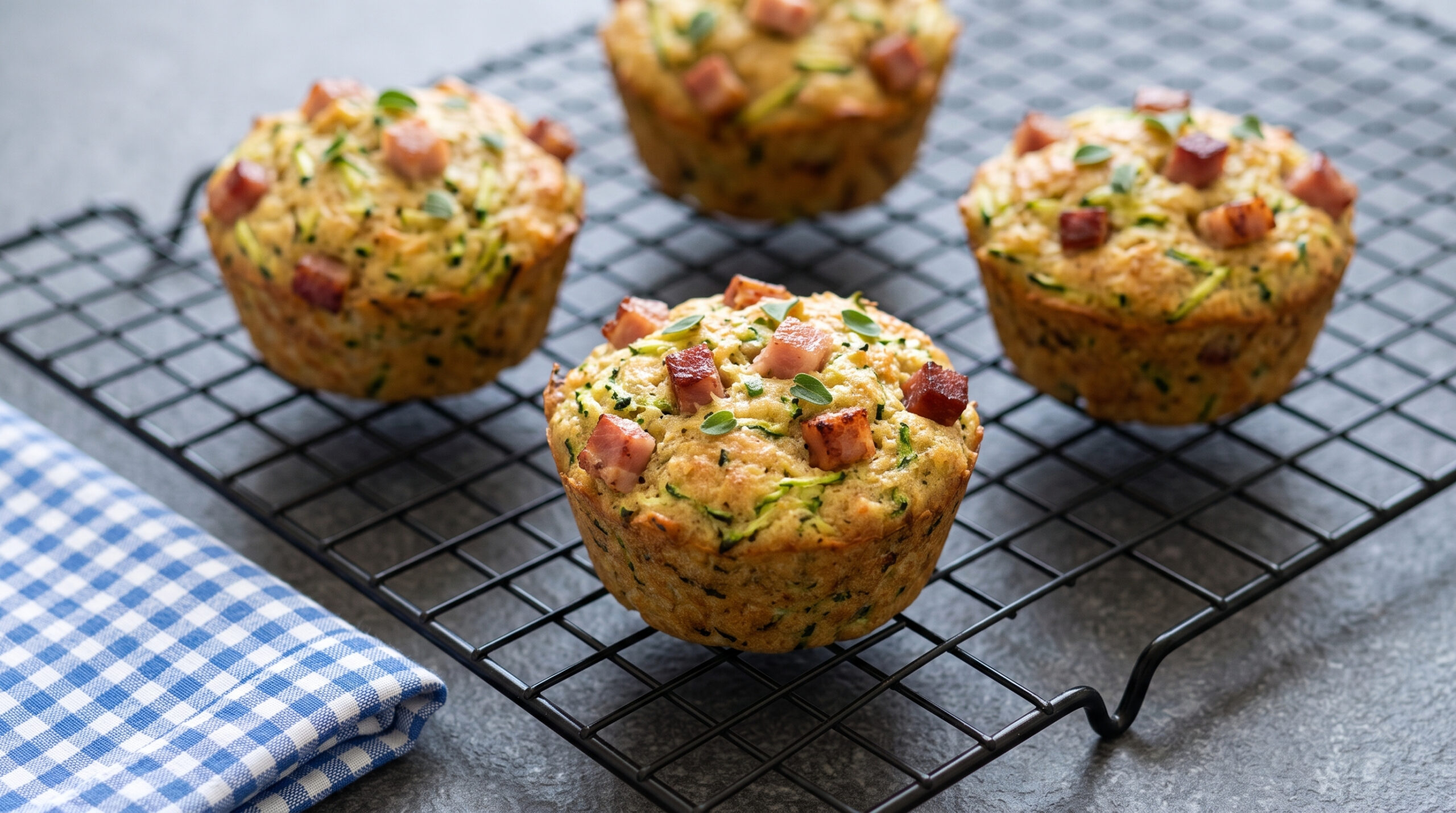 Muffin cheto con zucchine e pancetta