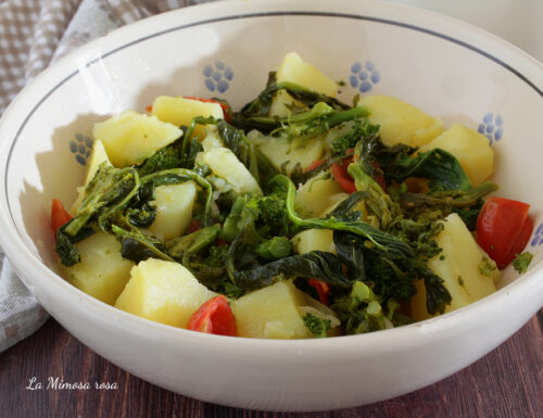 Patate cime di rapa e pomodori, contorno semplice contadino