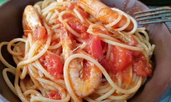 Spaghetti alle mazzancolle e moscardini
