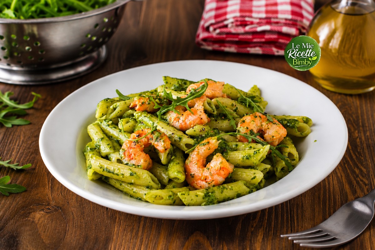 PASTA AL PESTO DI RUCOLA E GAMBERI BIMBY