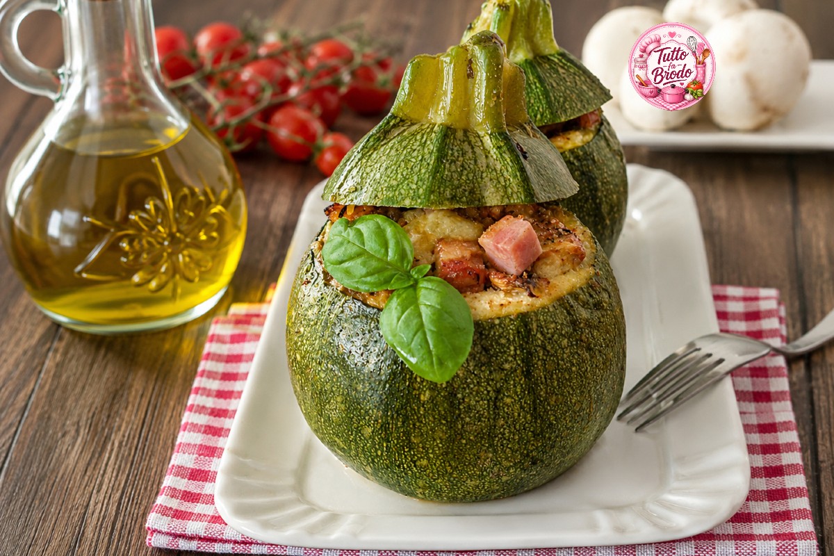 ZUCCHINE TONDE PROSCIUTTO E FUNGHI