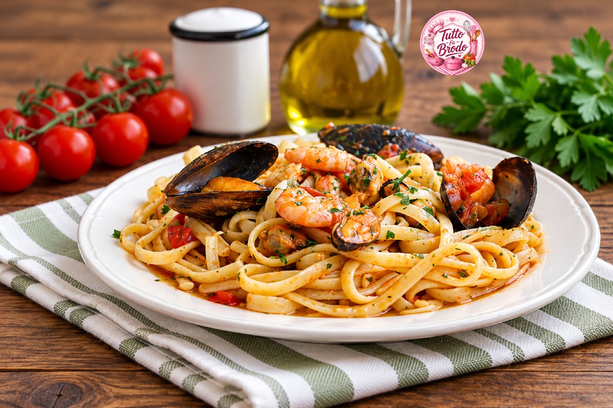 LINGUINE ALLO SCOGLIO CON MISTO MARE SURGELATO