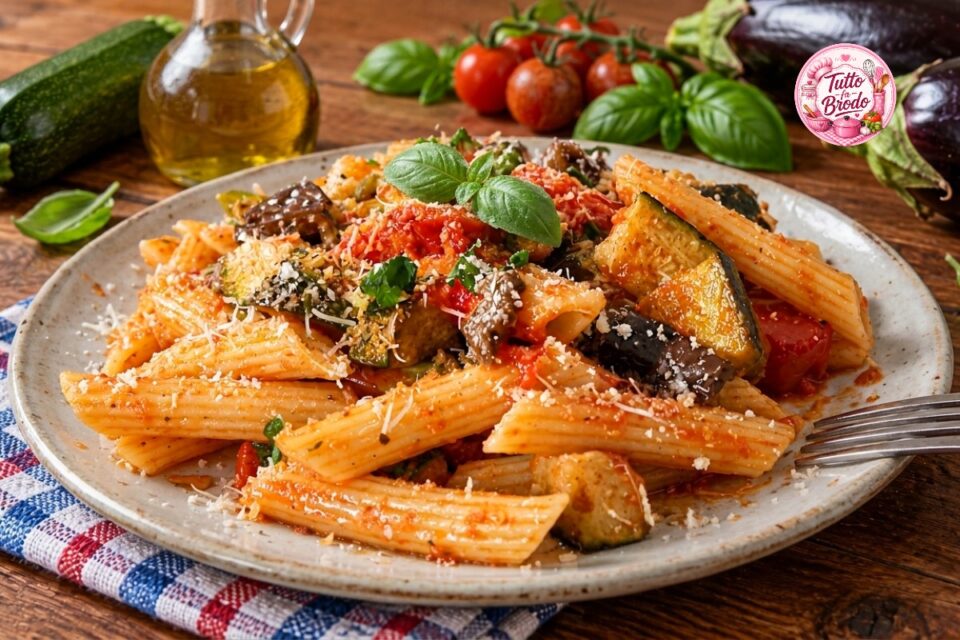 PASTA AL SUGO CON POMODORINI MELANZANE E ZUCCHINE