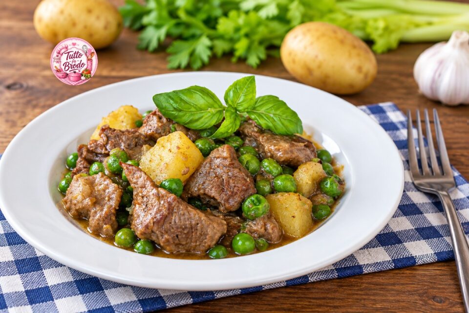 SPEZZATINO DI CARNE CON PATATE E PISELLI