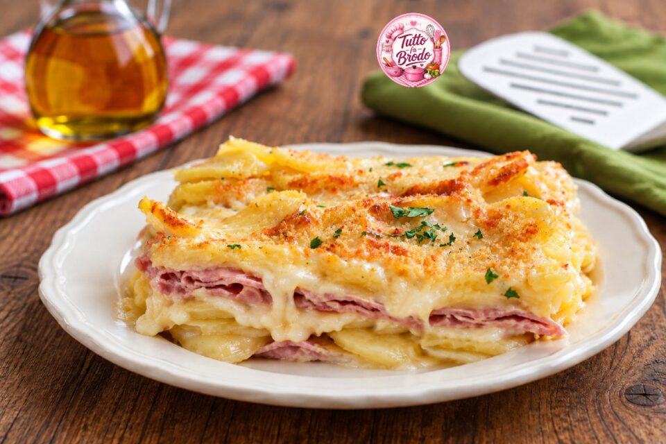 TORTINO DI PATATE CON PROSCIUTTO E FORMAGGIO