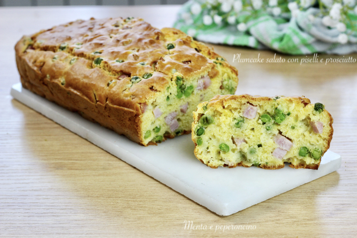Plumcake salato con piselli e prosciutto