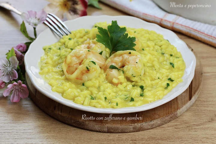 Risotto con zafferano e gamberi