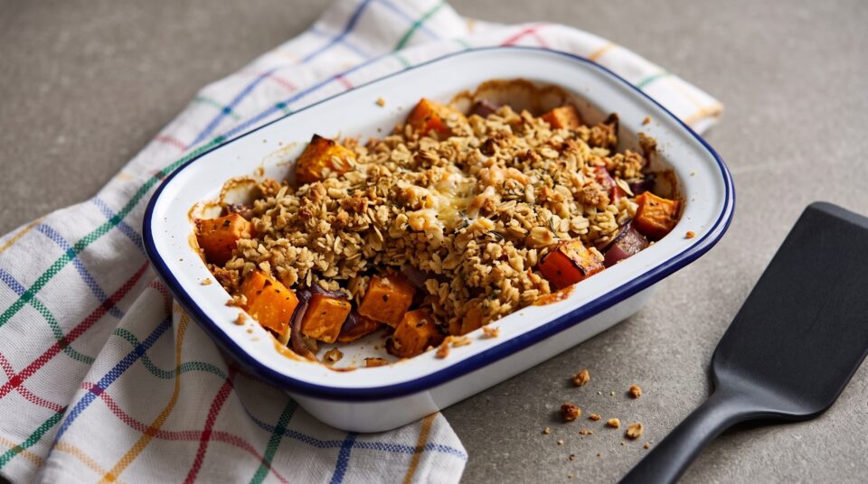 Crumble salato con verdure autunnali per una persona