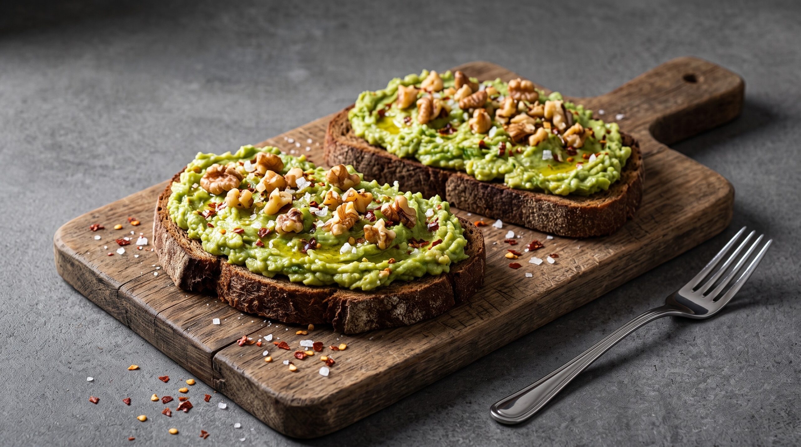 Toast di segale con avocado e noci: