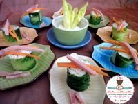 Sushi di prosciutto cotto riso e lattuga