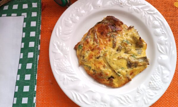 Frittata di carciofi e ricotta in friggitrice ad aria