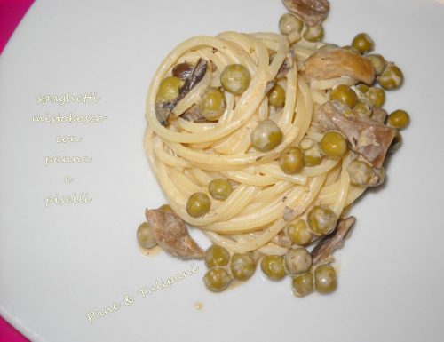 Spaghetti mistobosco con panna e piselli