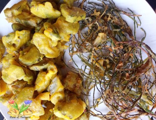 Agretti e carciofi in tempura di riso e curcuma