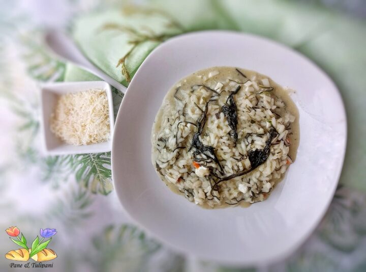 risotto con agretti e crema verde
