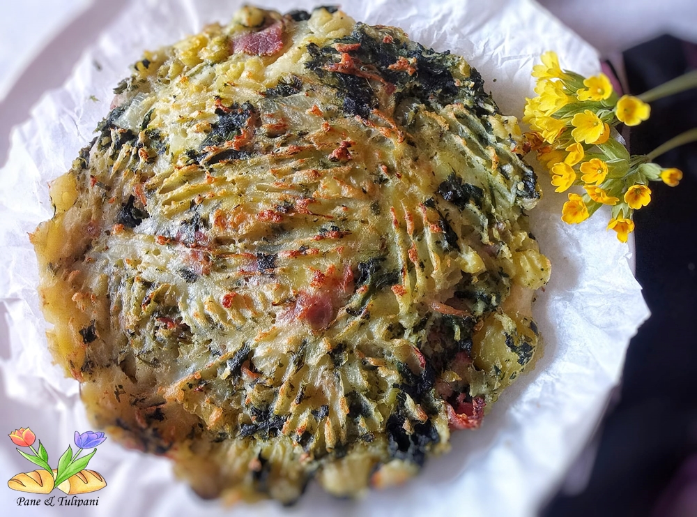 tortino con primule e patate