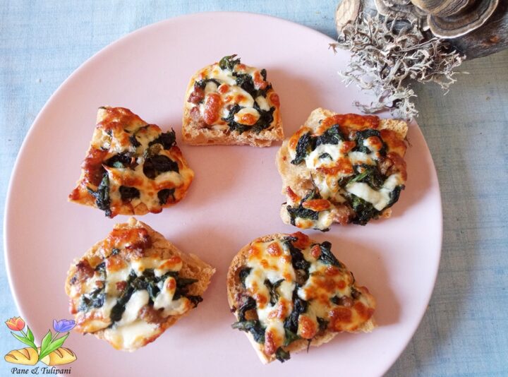 bruschette ricche con doppia mozzarella