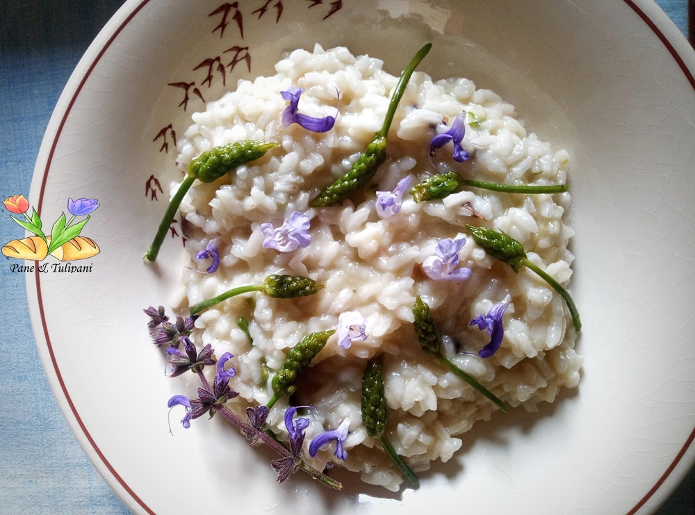 risotto con ornitogallo e fiori di salvia