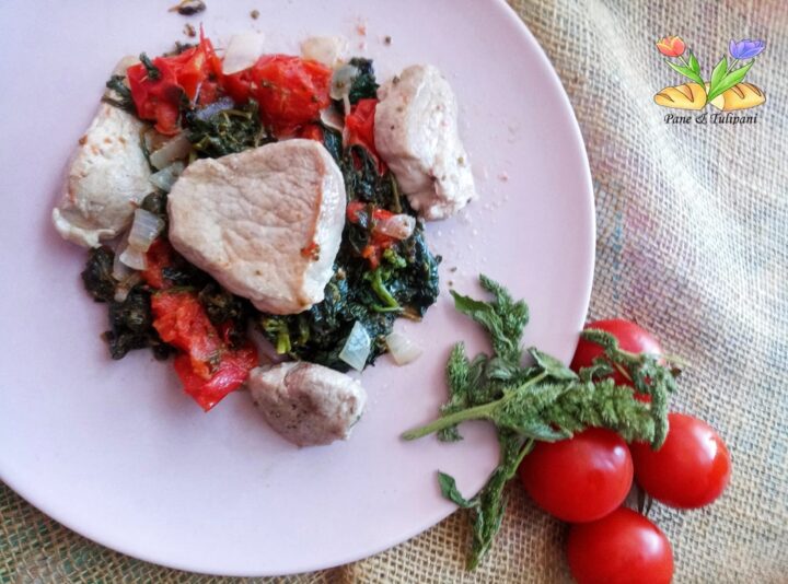filetto di maiale con amaranto e pomodorini