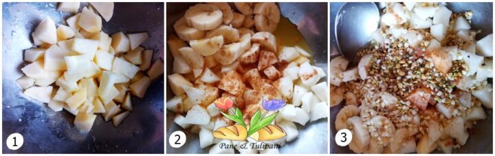 crumble con mela pera e frutta secca