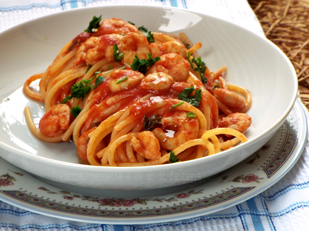 Spaghetti con sugo di gamberi |Trenette, pennette e un qb...