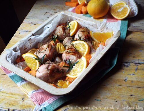 Pollo all’arancia e zucca al forno